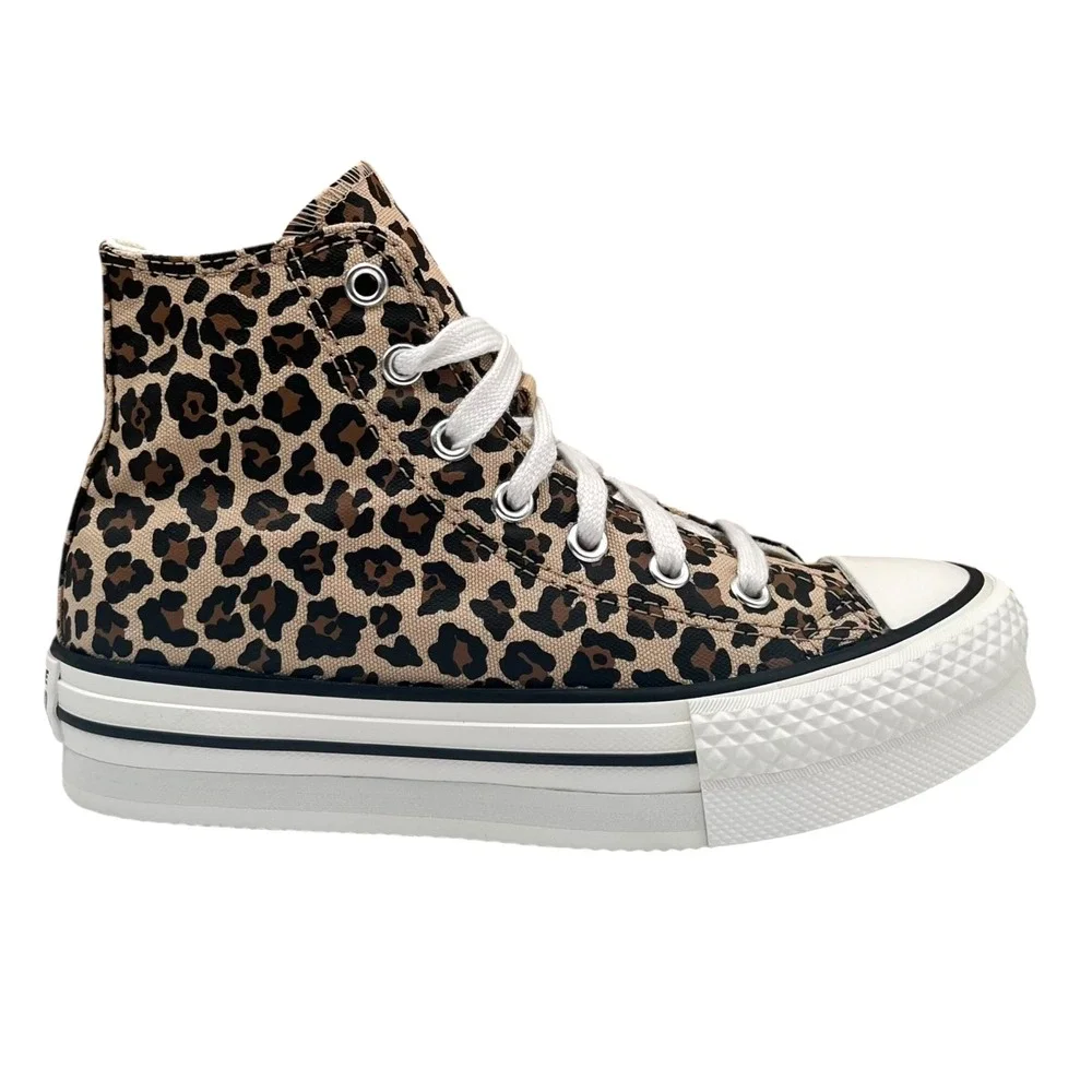 Converse Chuck Taylor Lift Youth Girls High-Top Sneakers Size 1 Vintage Leopard
